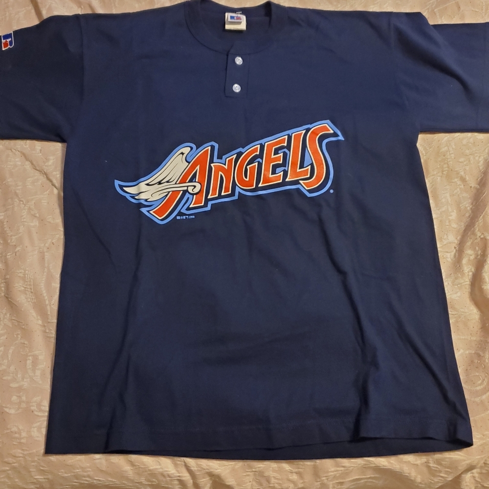 Size L-Vintage 1998 #28 Chris Prichett Anaheim Angels Russel Shirt